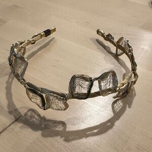 Colette Malouf Sculptural Wire Headband Gold Tone Statement Hair Accessory